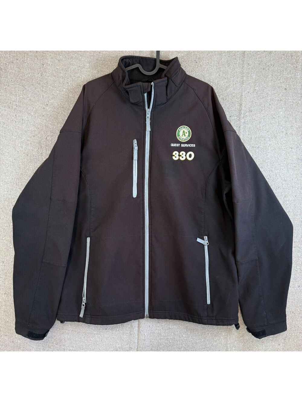 Mens Sz Large Oakland A's Black Full Zip Jacket Windbreaker CLIQUE